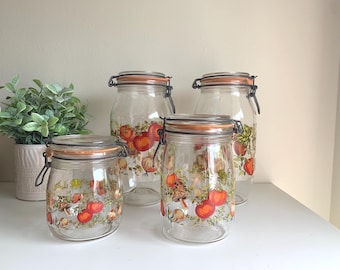 Vintage Niveau De Remplissage, Arc of France, 2L Glass Canister, 1L Glass Canister, 3/4L Glass Canister, Spice of Life Glass Canister, 1970
