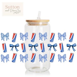 Blue Cola Inspired Glass Can Wrap PNG 16oz