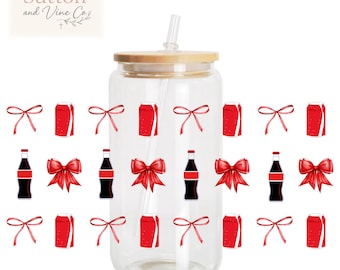 Red Cola Glass Can Wrap PNG 16oz