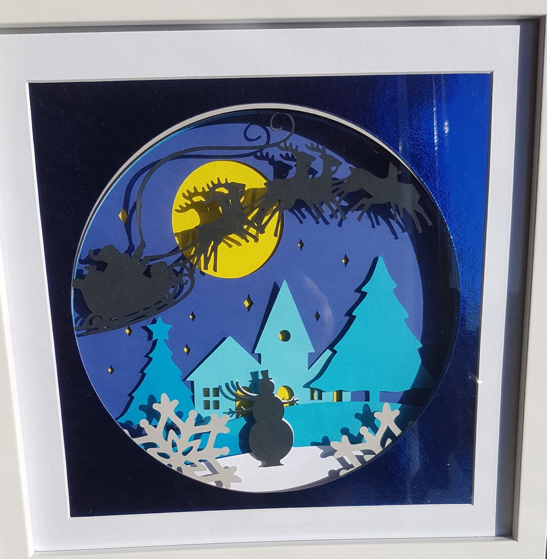 3d Layered Wall Art Christmas Scene Etsy