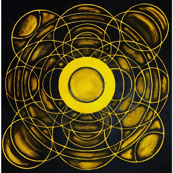 METASPHERIC yellow & black 60 cm x 60 cm