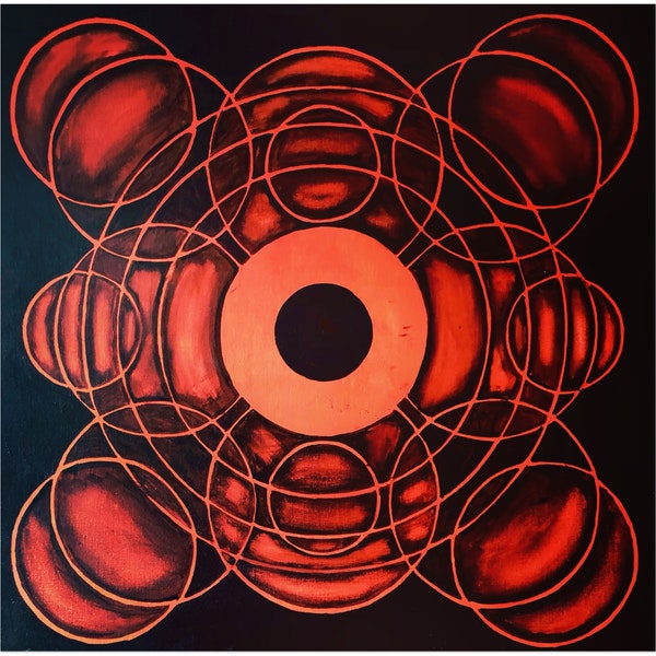 METASPHERIC orange & black 60 cm x 60 cm