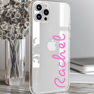 Duidelijk telefoonhoesje aangepaste naam, op het eiland geïnspireerd schriftlettertype