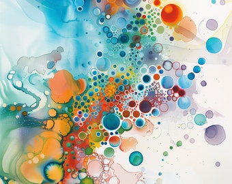 Boho Chic Watercolor: Abstract Color Bursts and Whimsical Splash Art