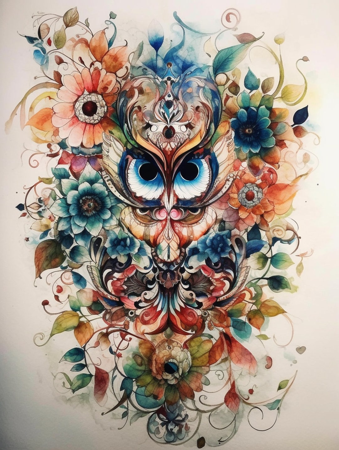 Moth Eye Floral Watercolor Digital Print - Etsy