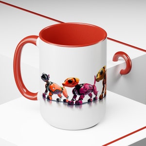 Robot Dogs #4 - 15oz Two-Tone Coffee Mug