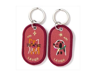 Matching Embroidered Keychain Set: Friendship Gift - Etsy