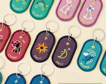 Matching Embroidered Keychain Set: Friendship Gift