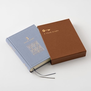Midori 3-Year Mini Journal: Japanese Daily Diary, Beige & Navy