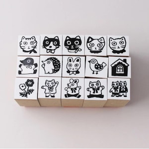 Mini Japanese Animal Rubber Stamp: Chibi Planner Stamp