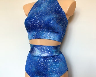 Aerial Astro Blue Tie Dye Limited Edition 2 Piece Dance Solo Pole Costume