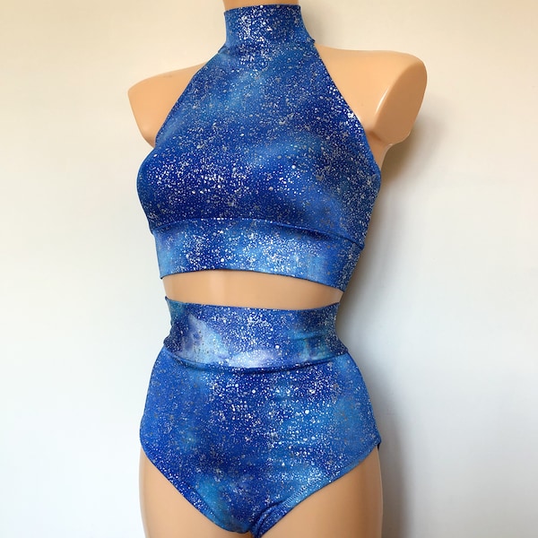 Aerial Astro Blue Tie Dye Limited Edition 2 Piece Dance Solo Pole Costume