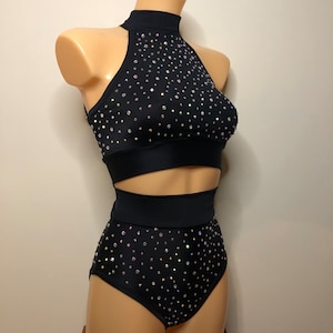 Black Rhinestone Dance Costume COLOUR OPTIONS
