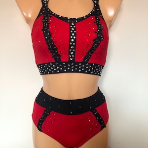 Dance Aerial Cabaret Corset Style 2 Piece Jazz Solo Costume Circus Dancewear