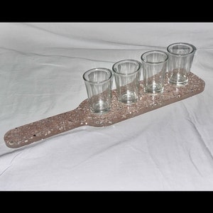 Crafted Shot Glass Holder with 4 shot glasses Soft Pink