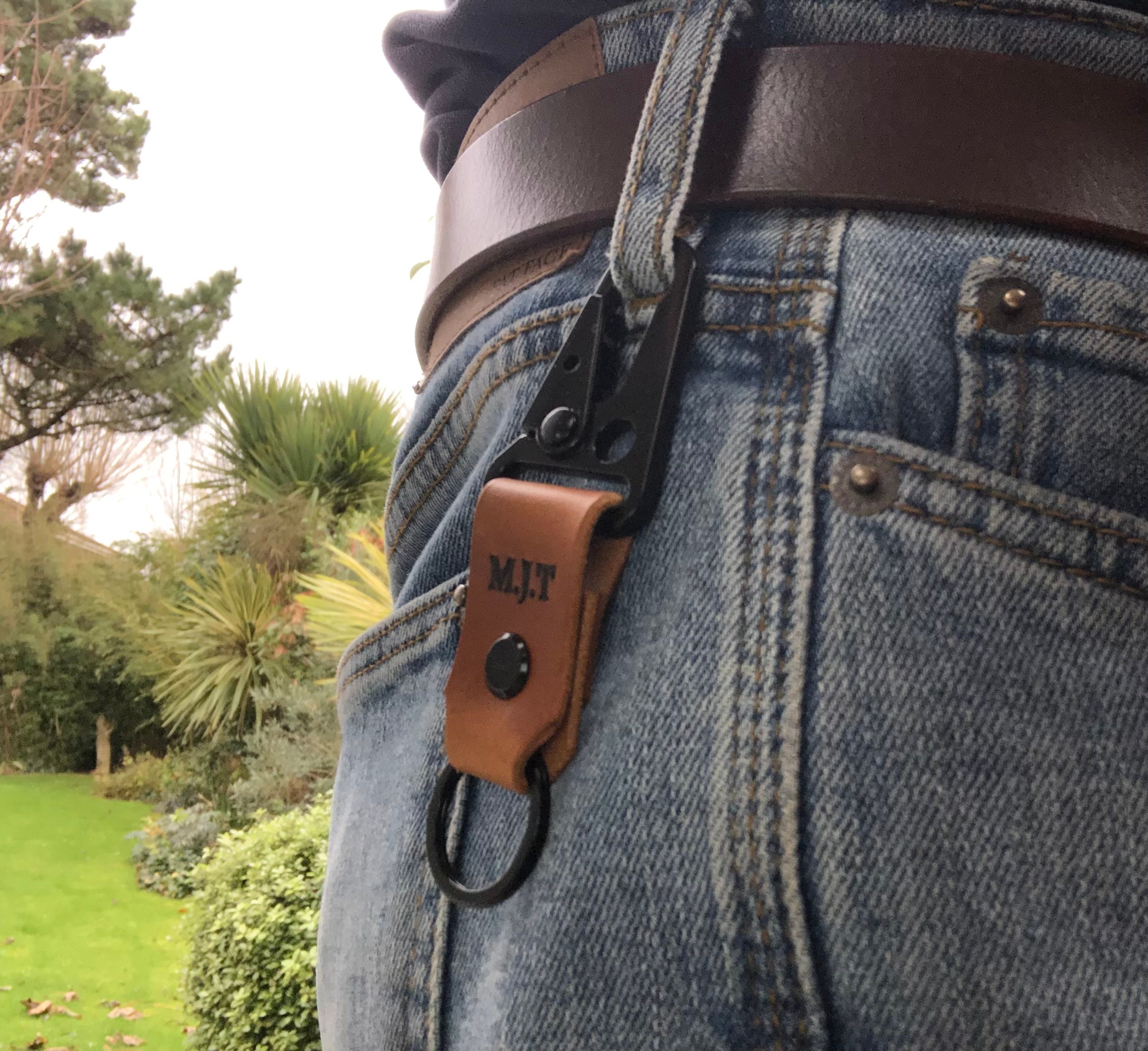 Personalised Leather Belt Clip Etsy UK