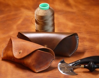 Horween leather glasses case