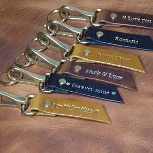 Personalised leather key ring - solid brass clasp