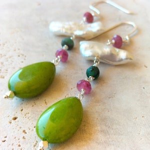 Oorbellen in zilver en steen | Oorbellen met steentjes | Toermalijn en Jade oorbellen