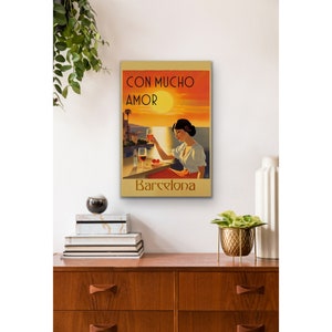 Barcelona Vintage Travel Poster | Spain Inspired travel Poster