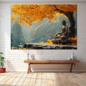 Buddha in Nirvana Canvas Print, Living Room Decor, Buddha Wall Art, Canvas Print Ready to Hang, Asian Style Art, Buddha Painting.