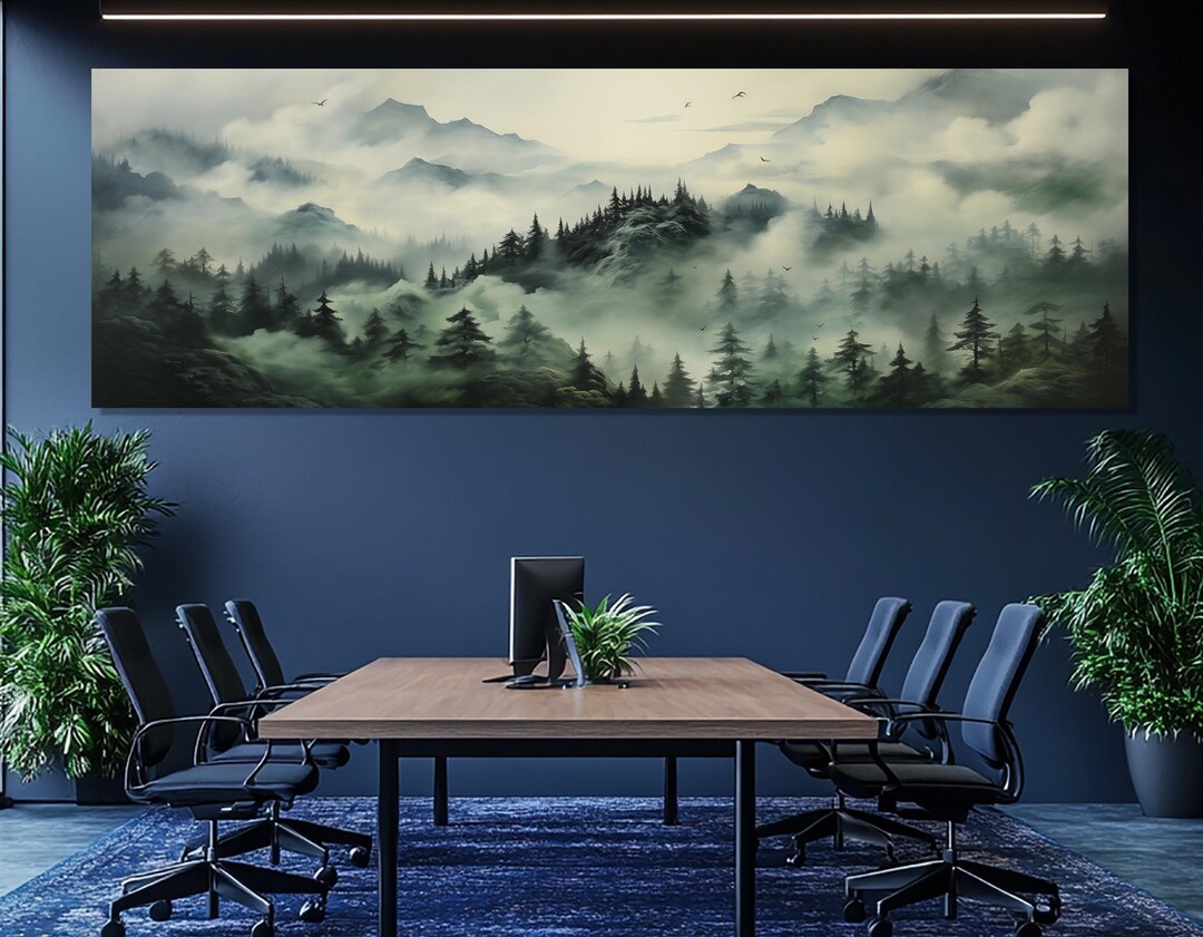 Foggy Forest Mountains Canvas Print – Misty Highland Landscape Wall Art ...