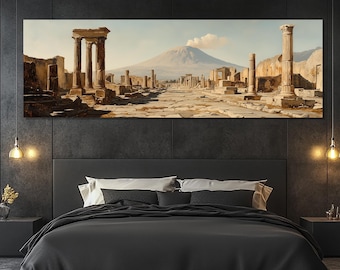Mount Vesuvius Canvas Print, Pompeii Wall Art, Mount Vesuvius Picture, Mount Vesuvius Painting, Pompeii Landscape, Pompeii Ruins Poster