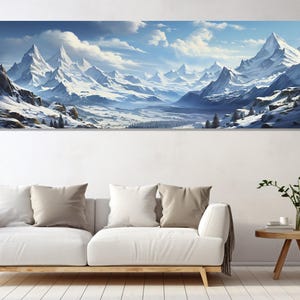 Snowy Mountains Landscape Canvas Print, Canvas Paint Art, Snowy Mountains Wall Art, Living Room Decor, Canvas Print Ready to Hang.