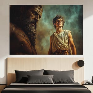 David and Goliath Canvas Print – Biblical Hero Wall Art – David and Goliath Painting – David and Goliath Poster – Christian Room Decor