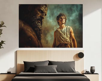 David and Goliath Canvas Print – Biblical Hero Wall Art – David and Goliath Painting – David and Goliath Poster – Christian Room Decor