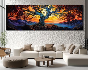 Impresión en lienzo del Árbol de la Vida de Yggdrasil – Arte mural de mitología nórdica – Pintura del Árbol de Yggdrasil – Decoración vikinga espiritual – Póster del Árbol de Yggdrasil