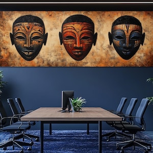 Tribal Wisdom Mask Canvas Print – African Masks Wall Art – Spiritual Ancestry Painting – Indigenous Mask Poster – African Heritage Decor