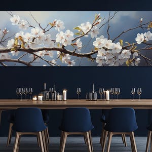 Apple Blossom Canvas Print – Apple Flowering Tree Wall Art – Spring Bloom Painting – Botanical Apple Poster – Nature Room Decor