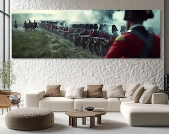 Schlacht von Waterloo Leinwanddruck – Historische Kriegsmalerei – Schlacht von Waterloo Wandkunst – Napoleonische Kriege Wohnkultur – Historisches Kunstwerk