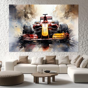 Formula 1 Canvas Print – Racing Car Wall Art – Colorful F1 Poster – Motorsport Room Decor – Gift for Racing Fans – Formula One Painting