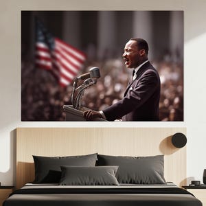 Impresión en lienzo de Martin Luther King Jr. - Arte mural &quot;Tengo un sueño&quot; - Pintura de Martin Luther King - Póster histórico inspirador
