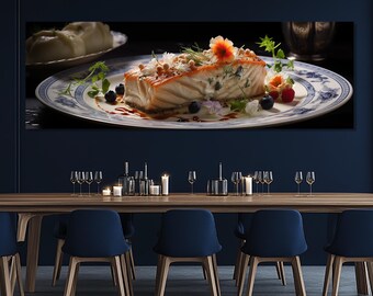 Sturgeon Fillet Canvas Print – Gourmet Fish Wall Art – Fine Dining Kitchen Poster – Elegant Culinary Decor – Gift for Chef or Foodie