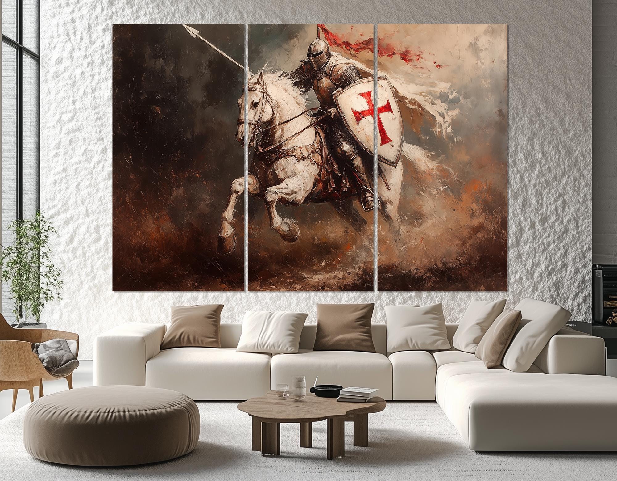 Templar Knight Canvas Print – Medieval Warrior Wall Art – Crusader on ...