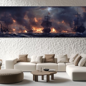 Battle of Trafalgar Canvas Print, Royal Navy Wall Art, Battle of Trafalgar Painting, British Fleet Poster, Aivazovsky Wall Art