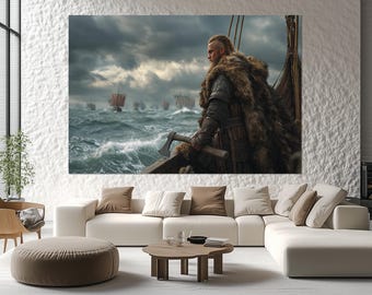 Ragnar Lothbrok Canvas Print – Viking Warrior Wall Art – Norse