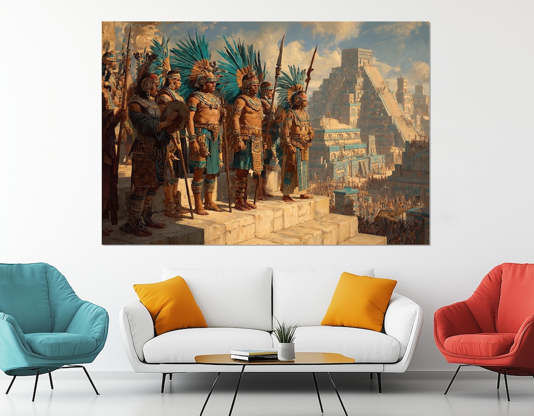 Aztec Warriors Canvas Print – Ancient Empire Wall Art – Mesoamerican ...