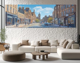 Edinburgh City Street Canvas Print – Scotland Urban Wall Art – Edinburgh Painting – Scottish Cityscape Poster – Edinburgh Architecture Decor