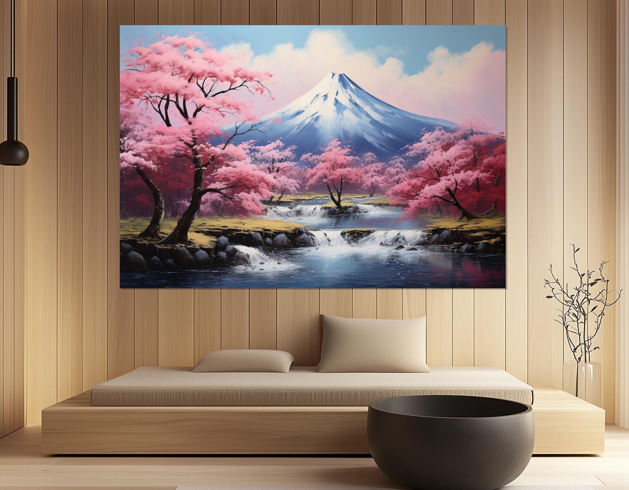 Mount Fuji Wall Art – Cherry Blossom Landscape Canvas Print