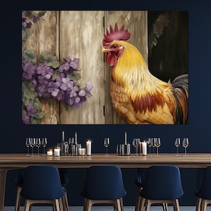 Rooster Canvas Print, Dining Room Decor, Rooster Wall Art, Rooster Poster, Modern Room Decor, Rooster Painting, Rooster Picture