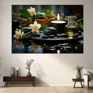 Zen Stones with Candles Canvas Print, Canvas Wall Art, Canvas Paint Art, Modern Art, Digital Art, Art Room Decor, Canvas Print Ready to Hang