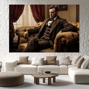 Abraham Lincoln Canvas Print – Presidential Wall Art – Historic Portrait Poster – Office Wall Decor – Abraham Lincoln Painting