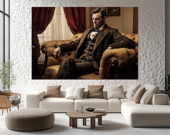 Toile d'Abraham Lincoln, oeuvre d'art murale présidentielle, poster portrait historique, décoration murale de bureau, tableau d'Abraham Lincoln