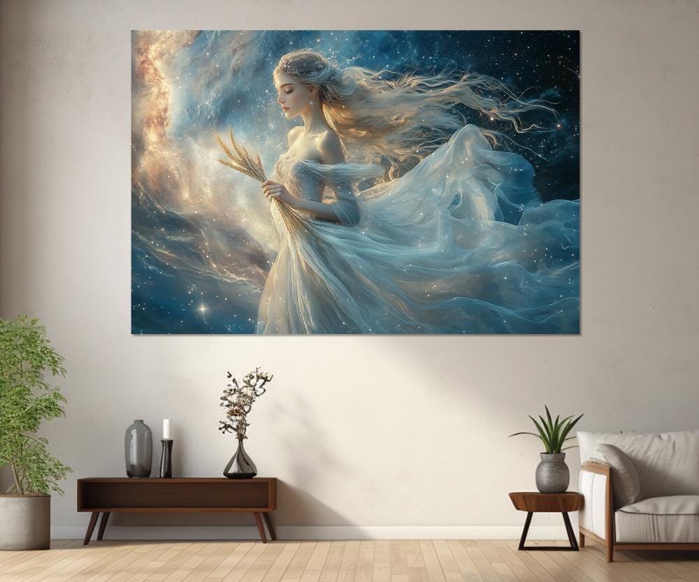 Virgo Canvas Print, Canvas Wall Art, Virgo Painting, Modern Room