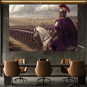 Julius Caesar Wall Art – Roman Legion Poster – Ancient History Canvas Print – Heroic Commander Painting – Gift for Roman History Fans