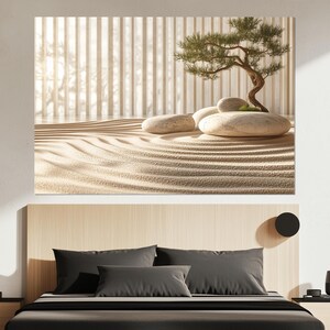 Zen Garden Serenity Canvas Print – Japanese Minimalist Wall Art – Rock ...